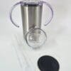 12oz Straight Sippy Silver Sublimation Blanks : Seamless 12oz Straight Sippy Tumblers with Dual Lid (White & Silver)