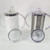 12oz Straight Sippy SilverWhite Sublimation Blanks : Seamless 12oz Straight Sippy Tumblers with Dual Lid (White & Silver)