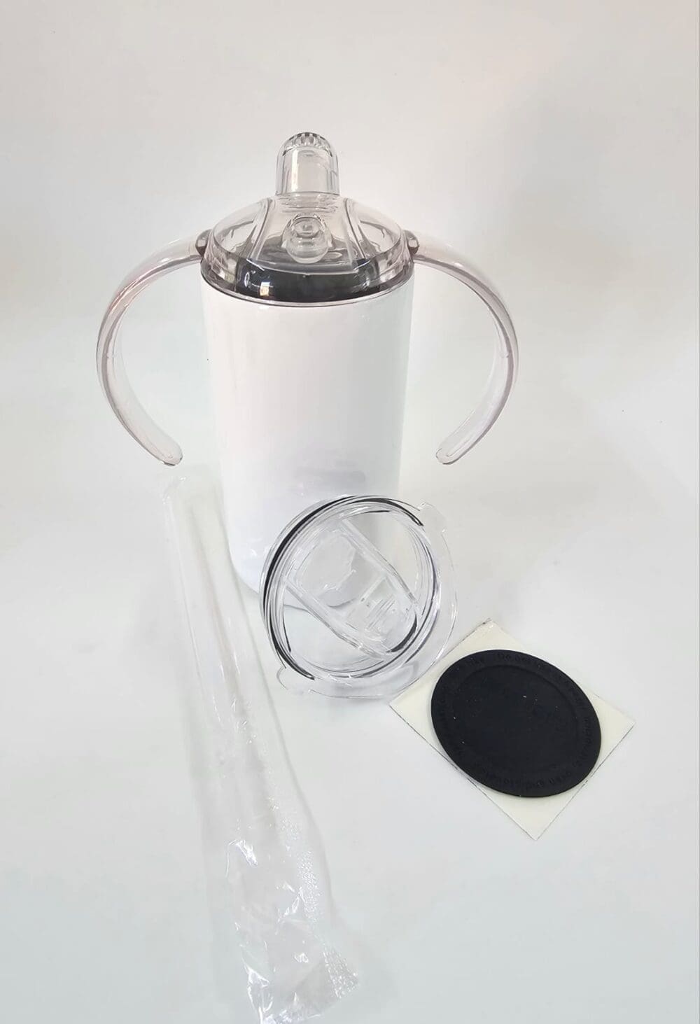 12oz Straight Sippy White2 Sublimation Blanks : Seamless 12oz Straight Sippy Tumblers with Dual Lid (White & Silver)