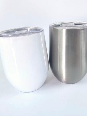 12oz egg white silver Sublimation Blanks : 12oz EGG Wine Tumblers (White & Silver)