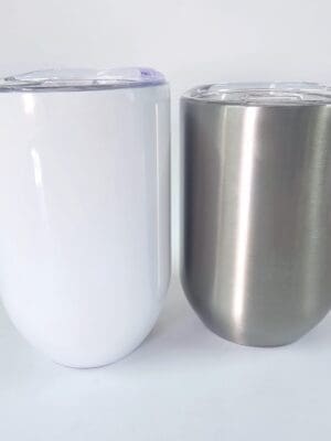 Sublimation Blanks : 12oz STRAIGHT (Gin) Wine Tumbler (White & Silver)