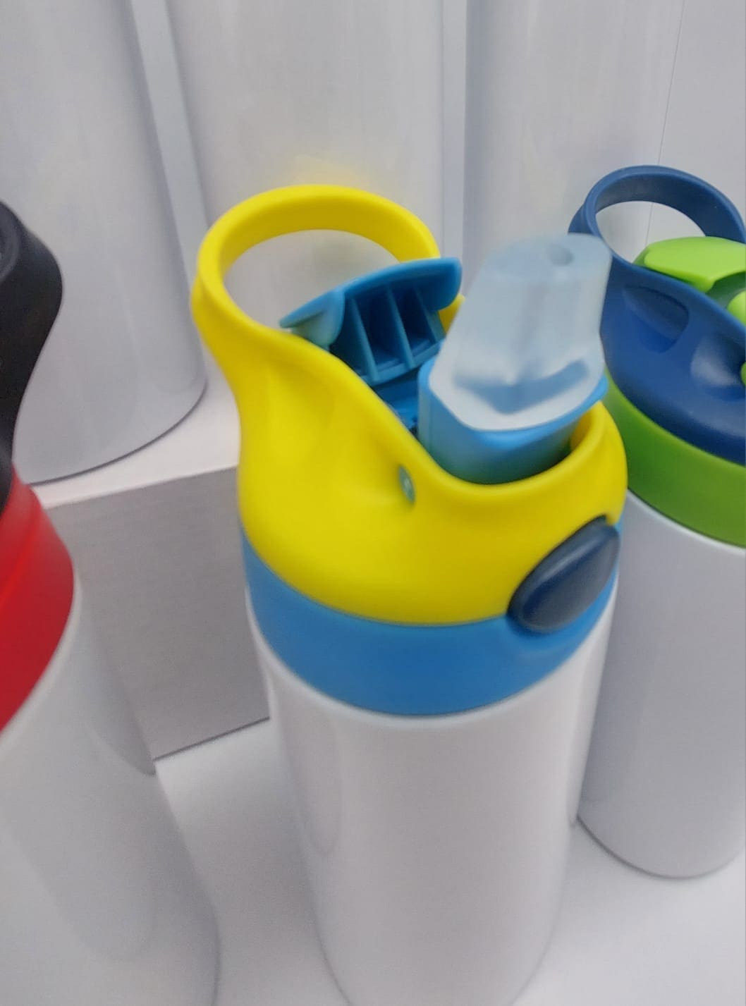 12ozColouredLid_KidsTumblers Sublimation Blanks : 12oz (354mls) Kids 2-Toned Colour Lids Straight Tumbler