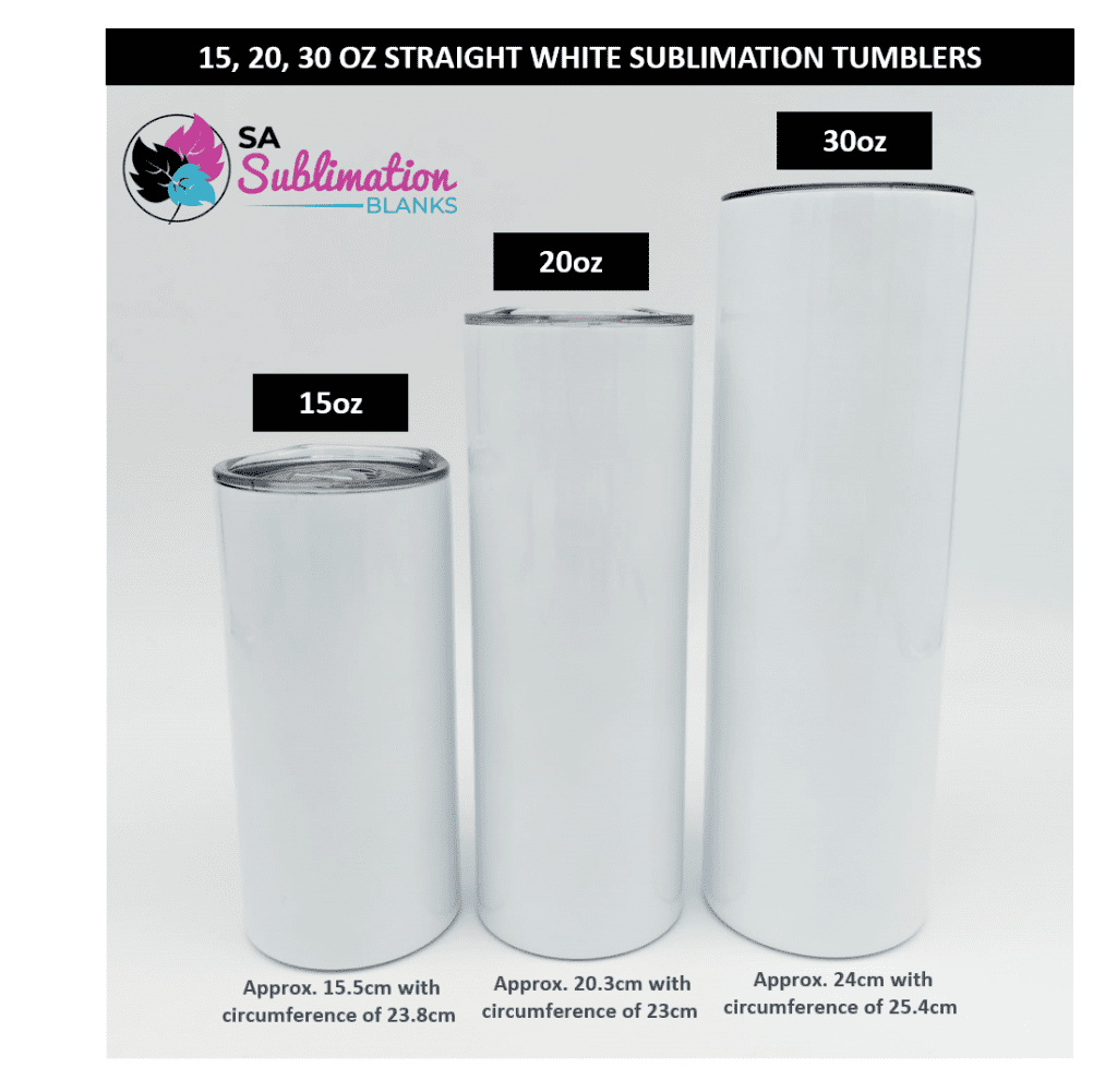 15_20_30OZ Straight White Tumblers Sublimation Blanks : 15oz Straight Flat Bottom Tumbler (White & Silver)