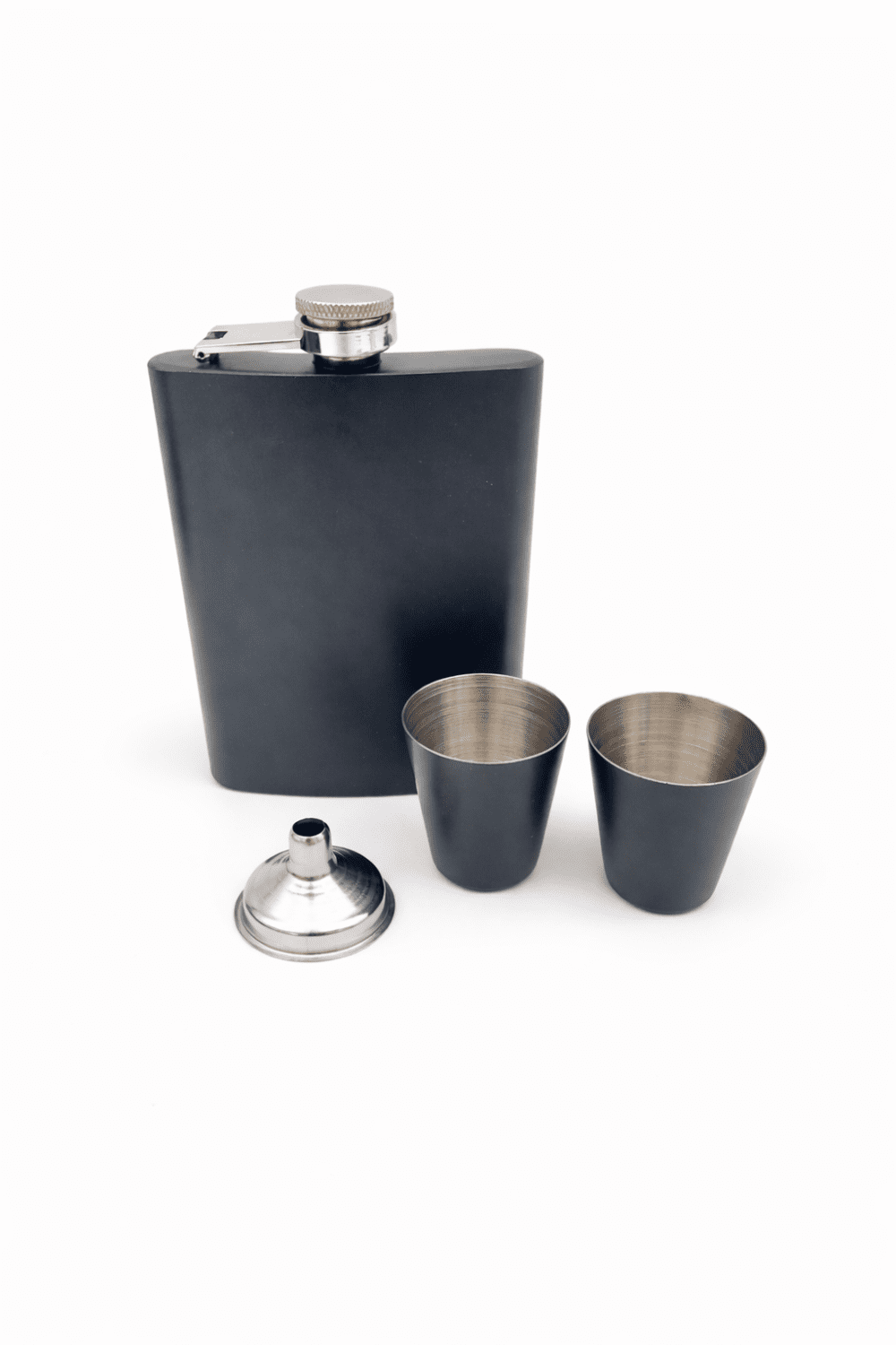 Laser Engraving : 8oz Matte Black Hip Flask Set (with option for us to engrave)