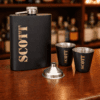 Laser Engraving : 8oz Matte Black Hip Flask Set (with option for us to engrave)