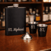 Laser Engraving : 8oz Matte Black Hip Flask Set (with option for us to engrave)