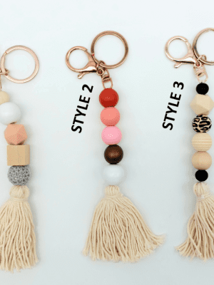 Keychain Accessories : Boho Geometric Long Tassel Rose Gold Keyrings