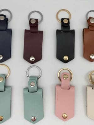 Sublimation Blanks : Soft PU Leather Keyring with metal insert
