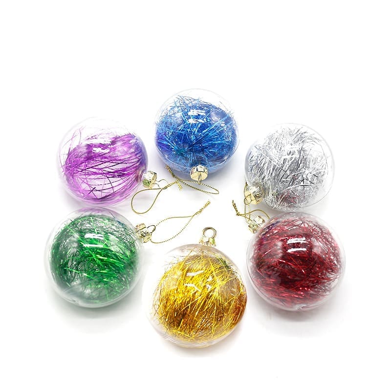 Christmas Sublimation : 8cm Transparent Tinsel Baubles