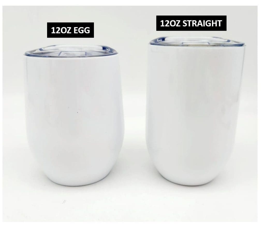 Sublimation Blanks : 12oz STRAIGHT (Gin) Wine Tumbler (White & Silver)