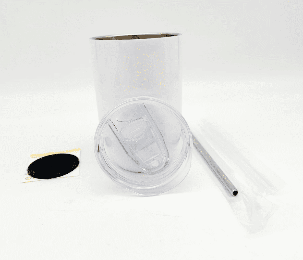 Sublimation Blanks : 12oz STRAIGHT (Gin) Wine Tumbler (White & Silver)