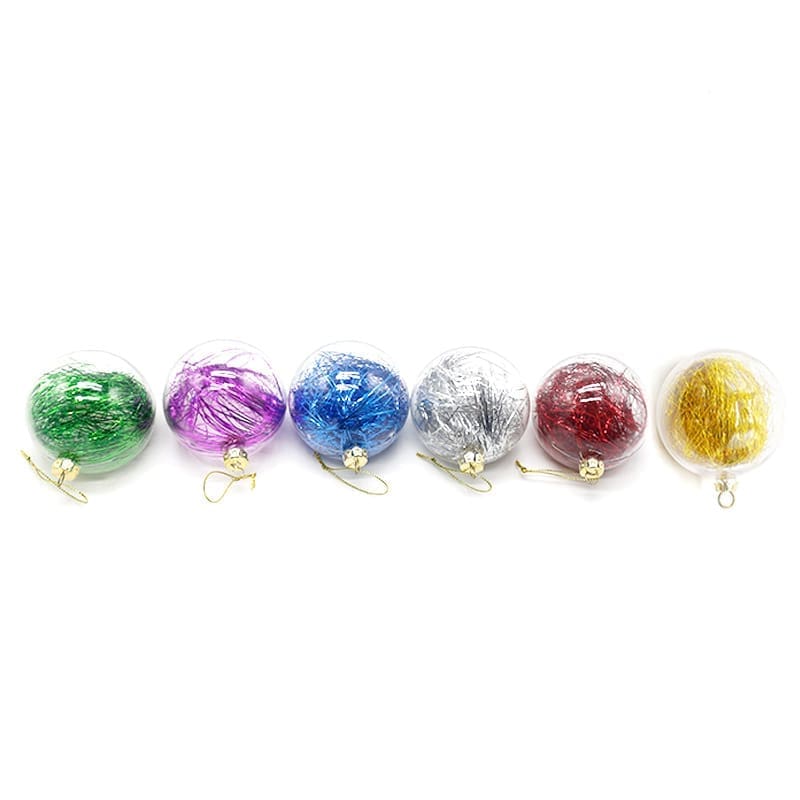 Christmas Sublimation : 8cm Transparent Tinsel Baubles