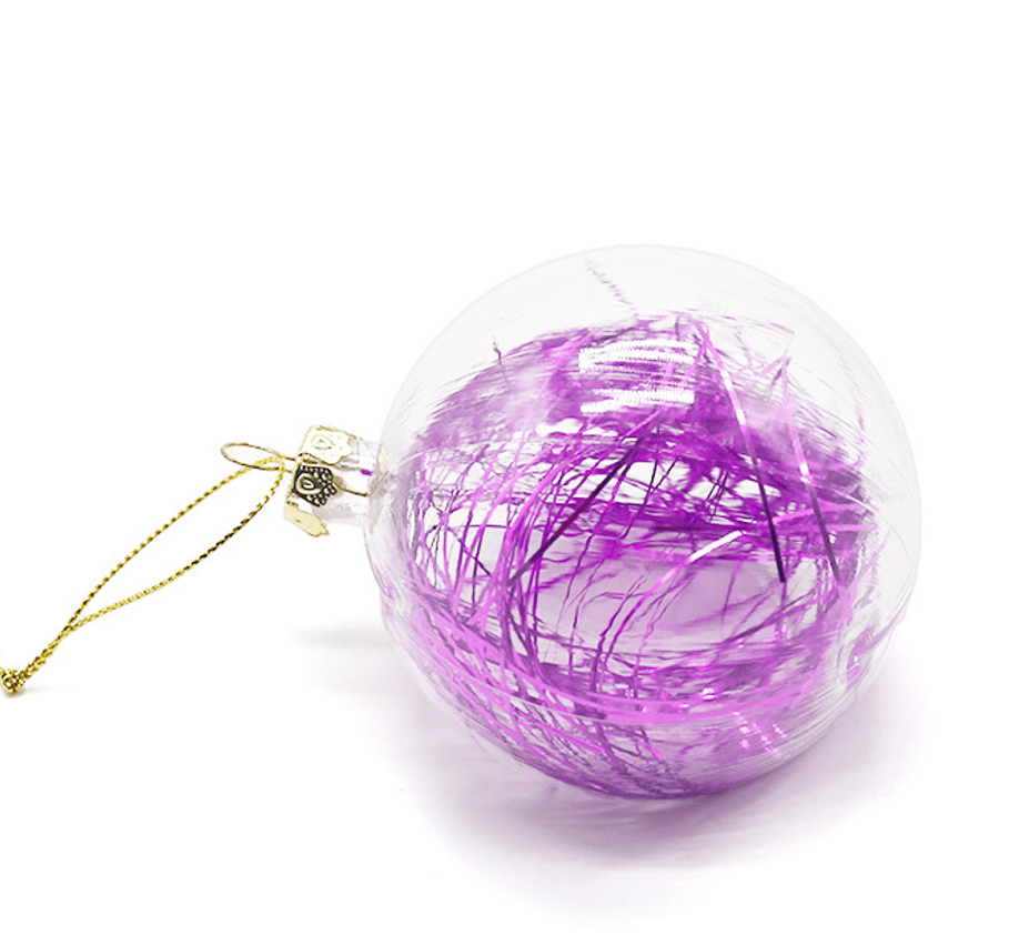 Christmas Sublimation : 8cm Transparent Tinsel Baubles