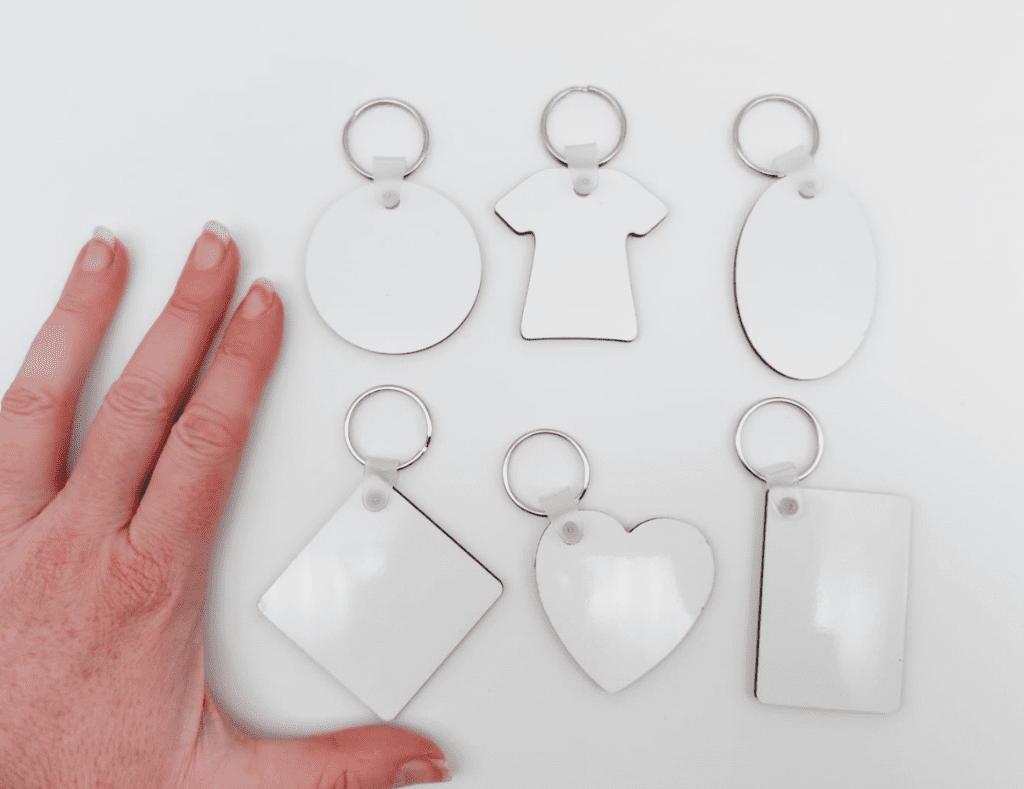 Sublimation Blanks : Various Shaped MDF Keyrings (end of range)