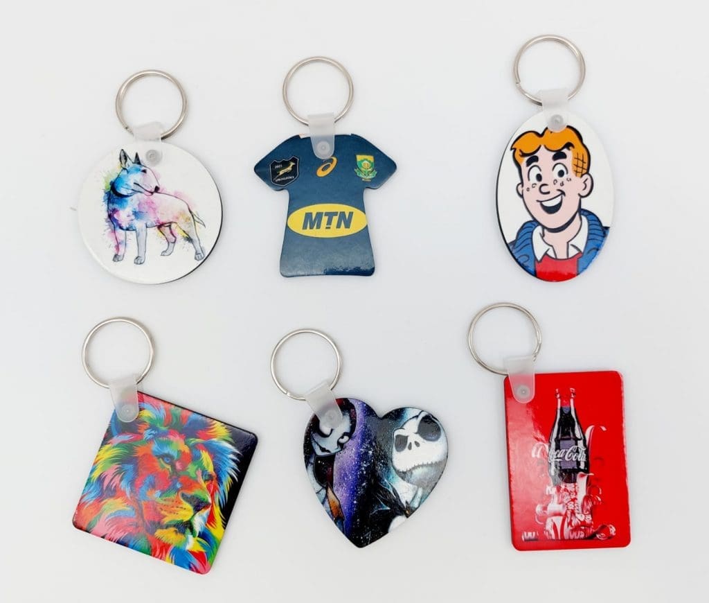 Sublimation Blanks : Various Shaped MDF Keyrings (end of range)