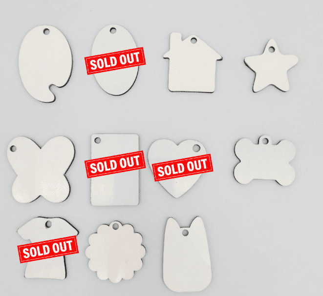 Sublimation Blanks : Various Shaped MDF Keyrings (end of range)