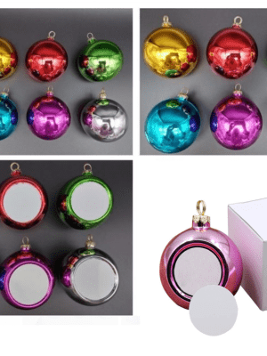 Christmas Sublimation : 8cm Glossy Solid Baubles