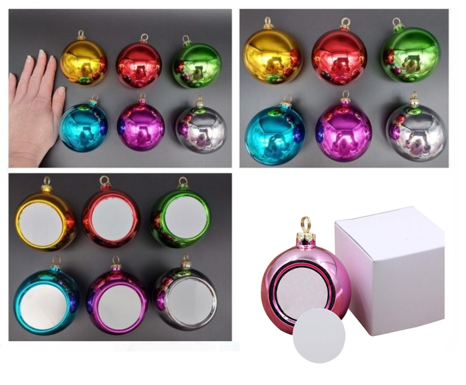 Christmas Sublimation : 8cm Glossy Solid Baubles