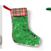 Christmas Blanks : Boot Sequins/Plaid Top Stockings