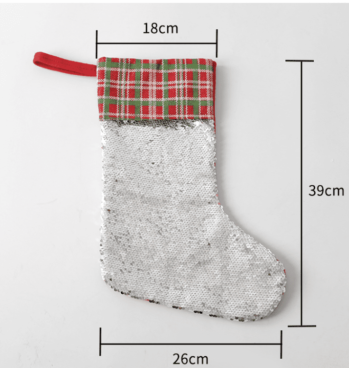 Christmas Blanks : Boot Sequins/Plaid Top Stockings