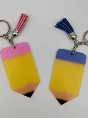 PencilPinkBlue Keychains : Yellow Pencil Acrylic