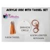 Sublimation Blanks : Acrylic Disc with ROSE GOLD Capped Tassel & Keyring Set