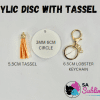 Sublimation Blanks : Acrylic Disc with GOLD Capped Tassel & Keyring Set