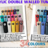 Acylic Tumblers : 16oz Matte Pastel Acrylic Skinny Tumblers (34 Colours)