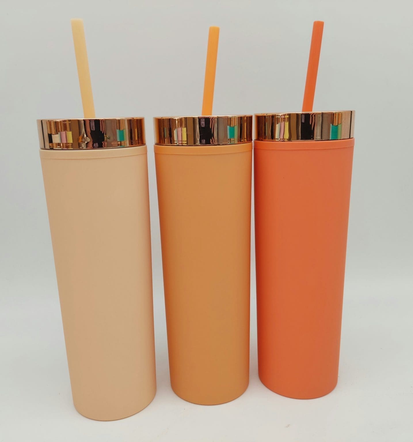 20220105_122858 Acrylic Tumblers : 16oz Matte Pastel Acrylic Rose Gold Lids Skinny Tumblers