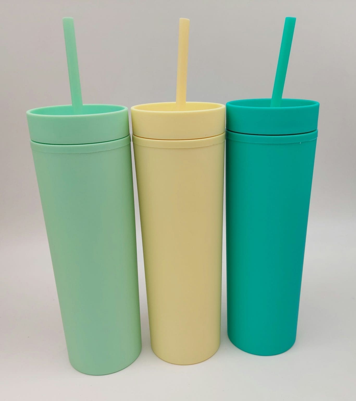 Acylic Tumblers : 16oz Matte Pastel Acrylic Skinny Tumblers (34 Colours)