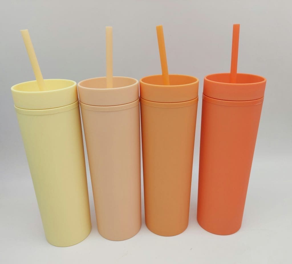 Acylic Tumblers : 16oz Matte Pastel Acrylic Skinny Tumblers (34 Colours)