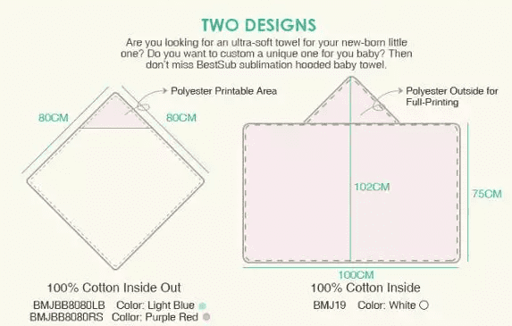 Sublimation Blanks : Baby Bath Towels
