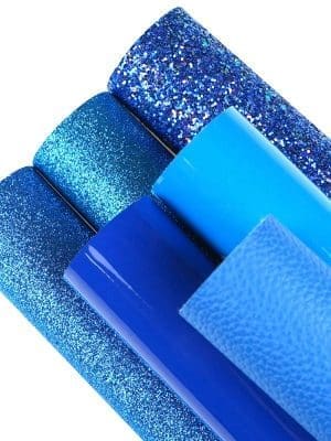 Faux Leather : 6 Piece Blue Series Mix (FL9)