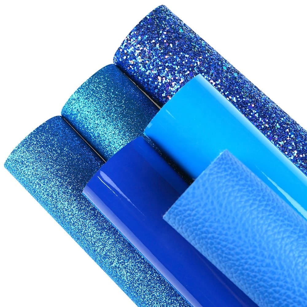 Faux Leather : 6 Piece Blue Series Mix (FL9)