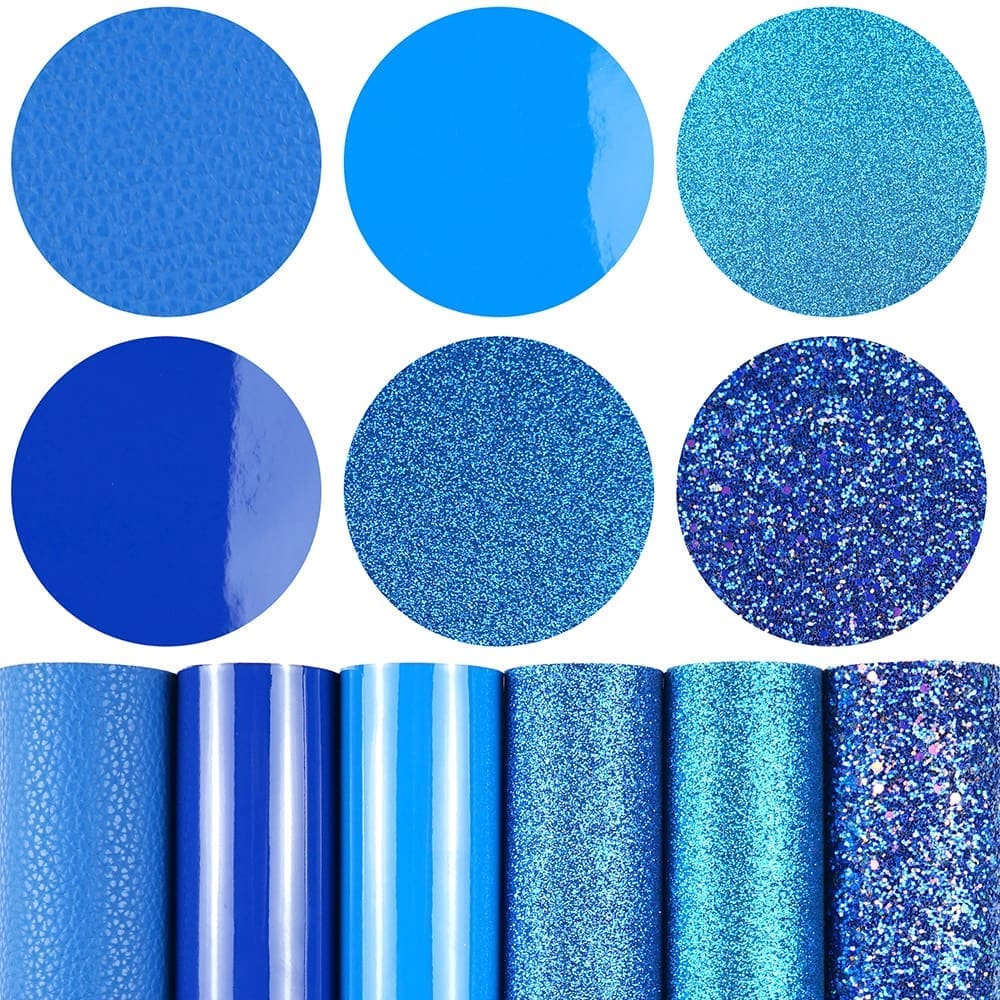 Faux Leather : 6 Piece Blue Series Mix (FL9)