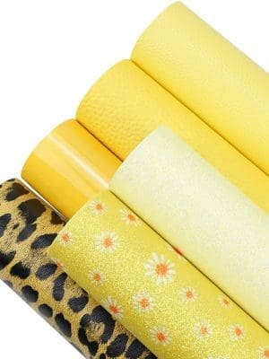 Faux Leather : 6 Piece Yellow Daisy Leopard  Series (FL14)