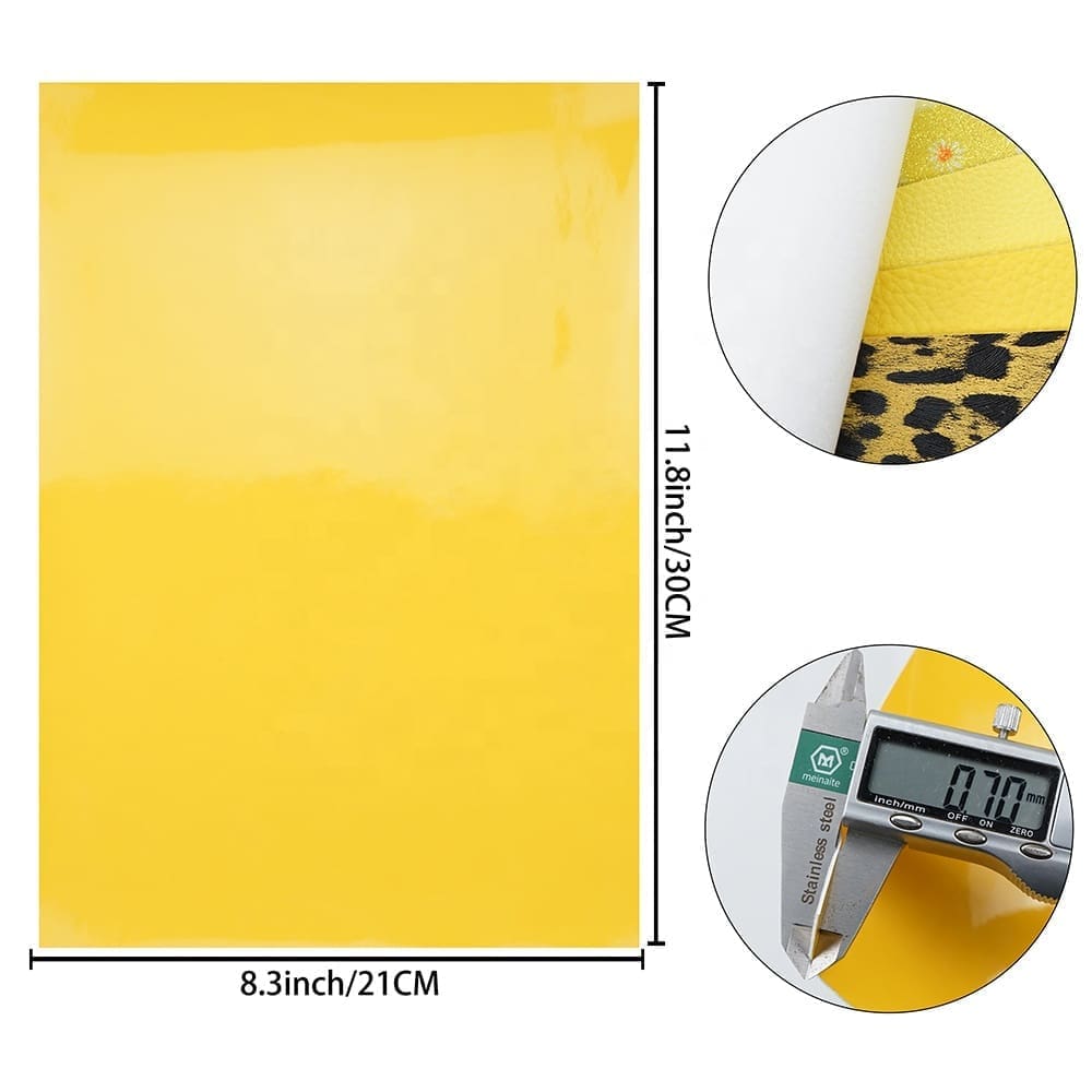 Faux Leather : 6 Piece Yellow Daisy Leopard  Series (FL14)