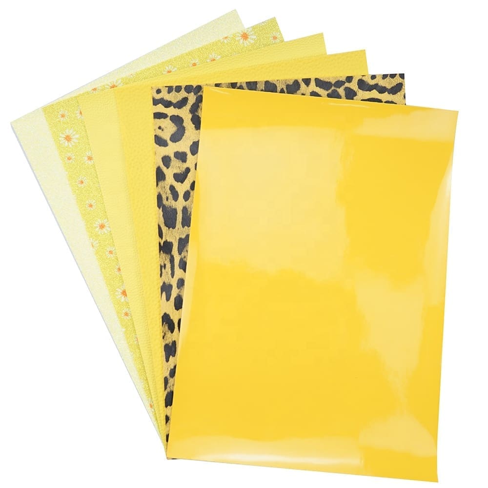 Faux Leather : 6 Piece Yellow Daisy Leopard  Series (FL14)