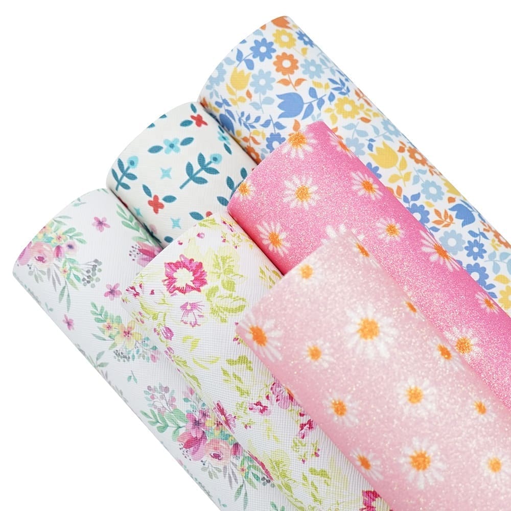 Faux Leather : 6 Piece Mixed Floral Series (FL13)