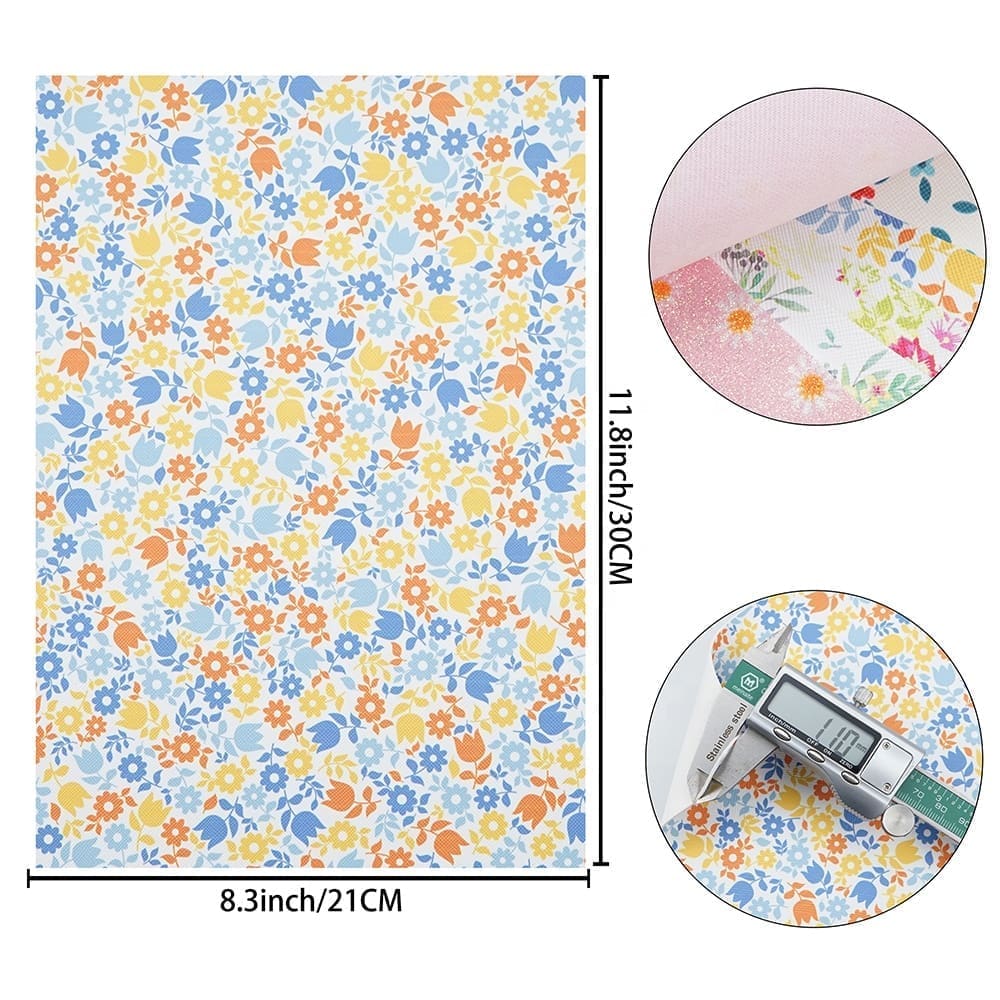 Faux Leather : 6 Piece Mixed Floral Series (FL13)