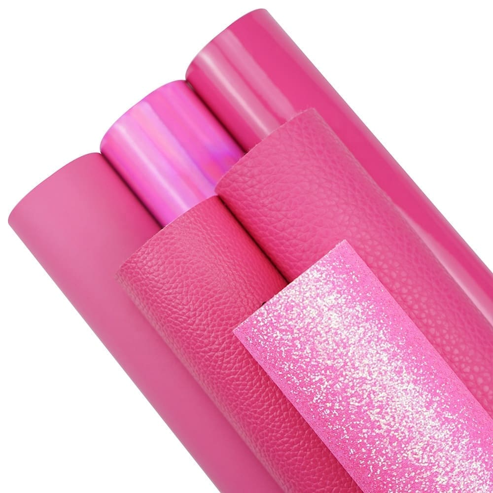 Faux Leather : 6 Piece Hot Pink Mix Series (FL12)