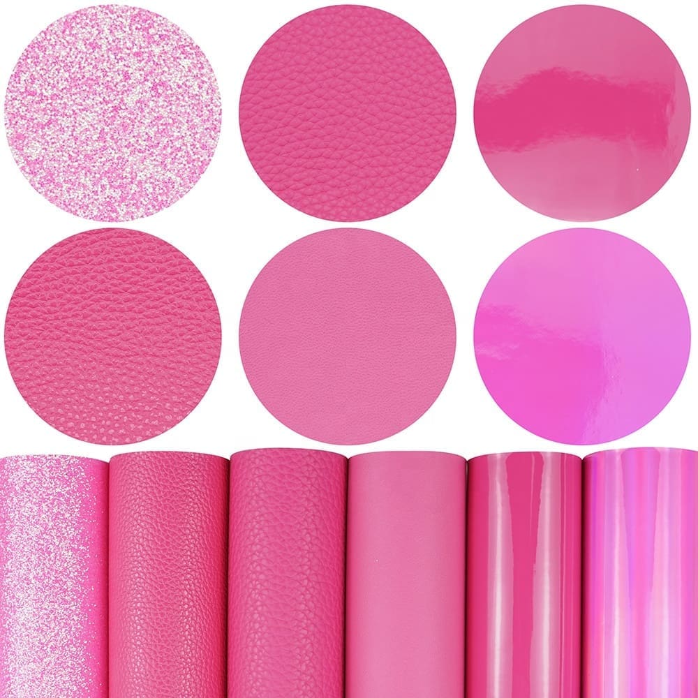 Faux Leather : 6 Piece Hot Pink Mix Series (FL12)