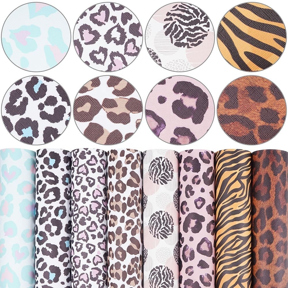 Faux Leather : 8 Piece Leopard Print Bonanza (FL3)