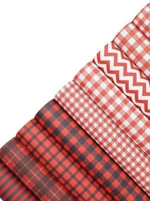 Faux Leather : 9 Piece Red Tartan Patterned Deluxe (FL25)