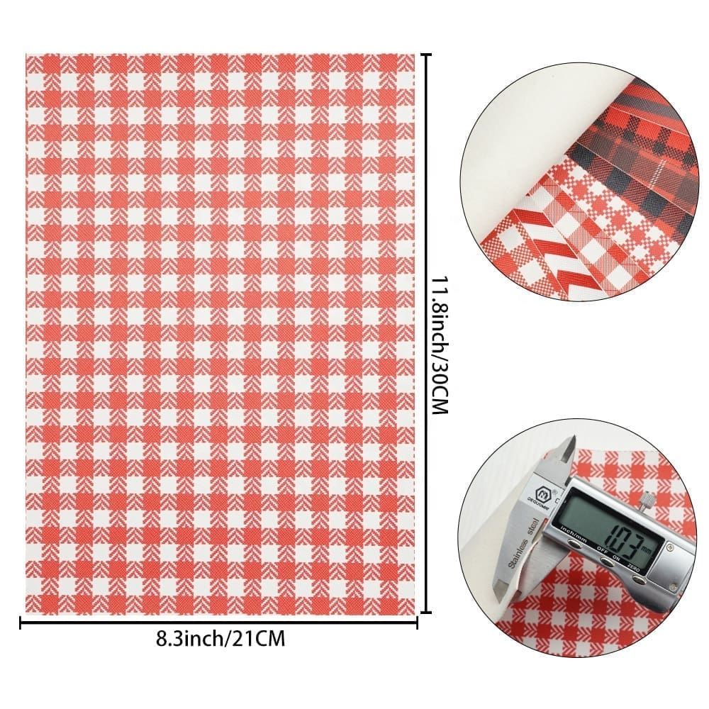 Faux Leather : 9 Piece Red Tartan Patterned Deluxe (FL25)