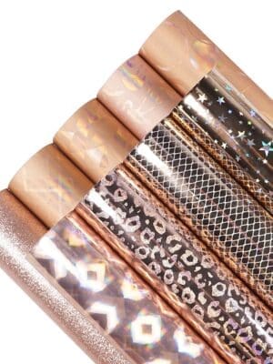 Faux Leather : 9 Piece Rose Gold Holographic Patterned Series (FL2)