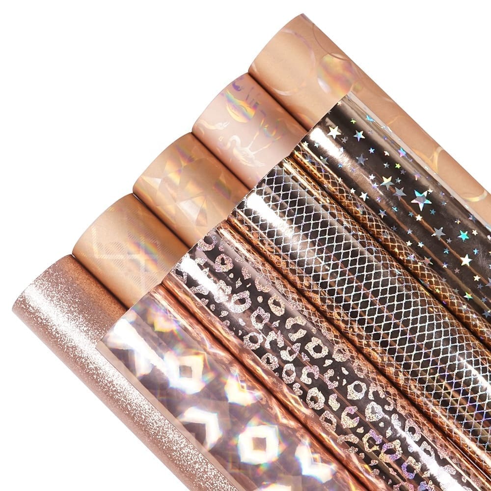Faux Leather : 9 Piece Rose Gold Holographic Patterned Series (FL2)