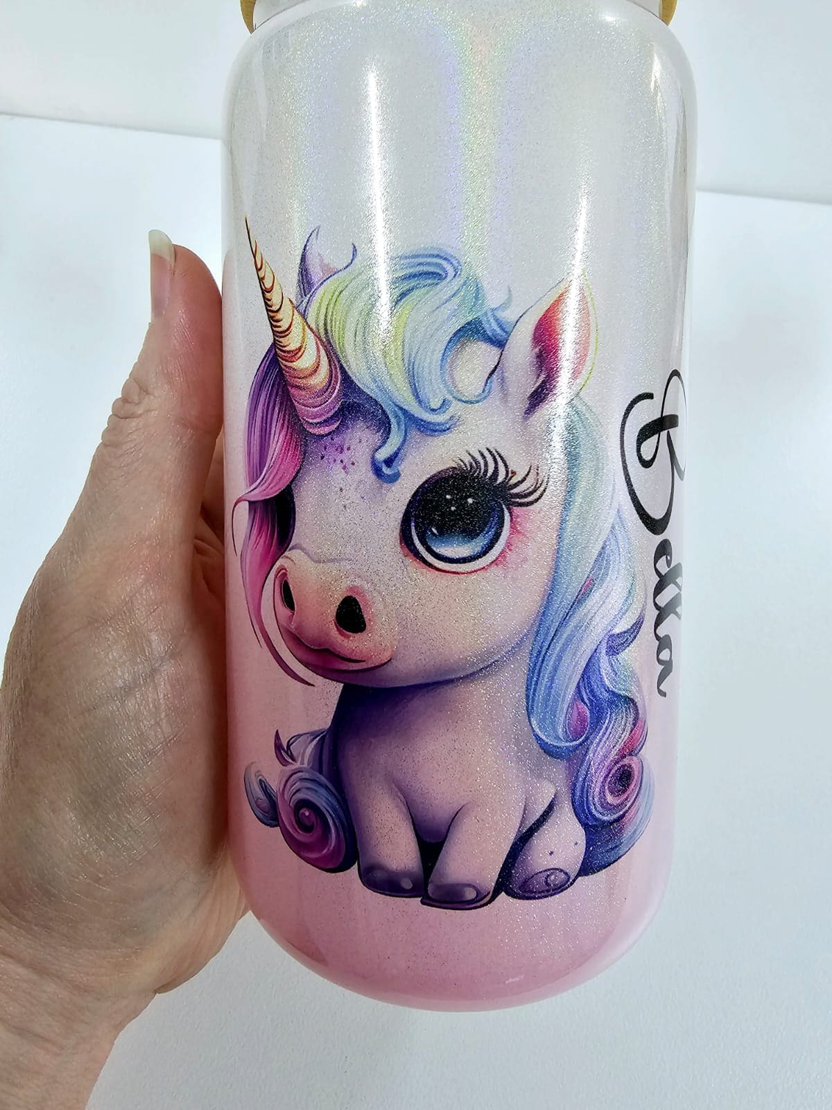 Sublimation Blanks : 16oz Shimmer Libbely/Cola Can Glasses with Bamboo Lids