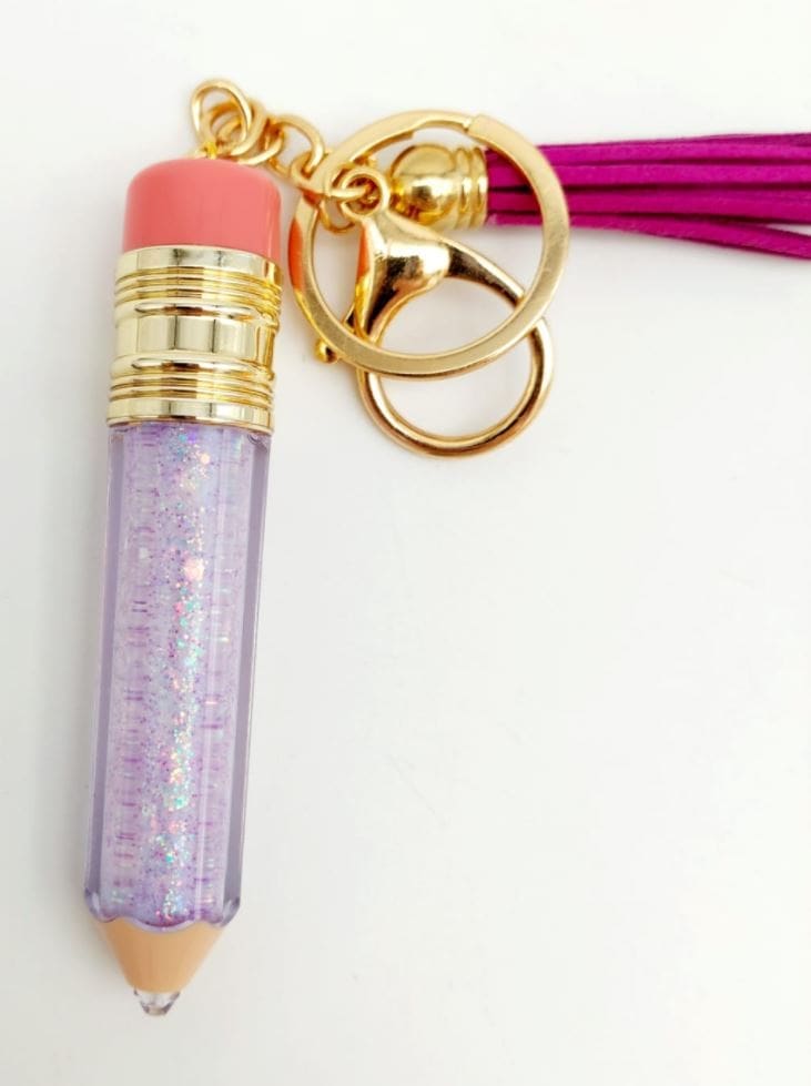 PencilLipgloss_Glittereffect Keyrings : DIY Pencil Holder Keychain or Just the Pencil Lipgloss Container