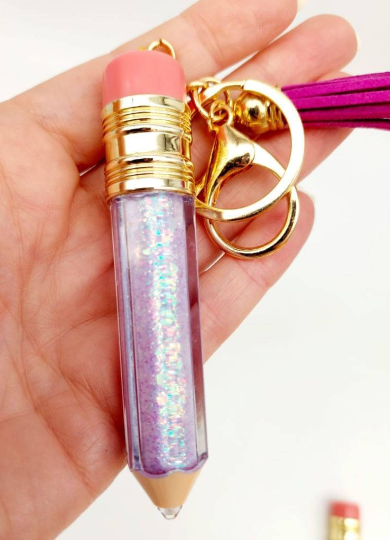 PencilLipgloss_Glittereffect2 Keyrings : DIY Pencil Holder Keychain or Just the Pencil Lipgloss Container